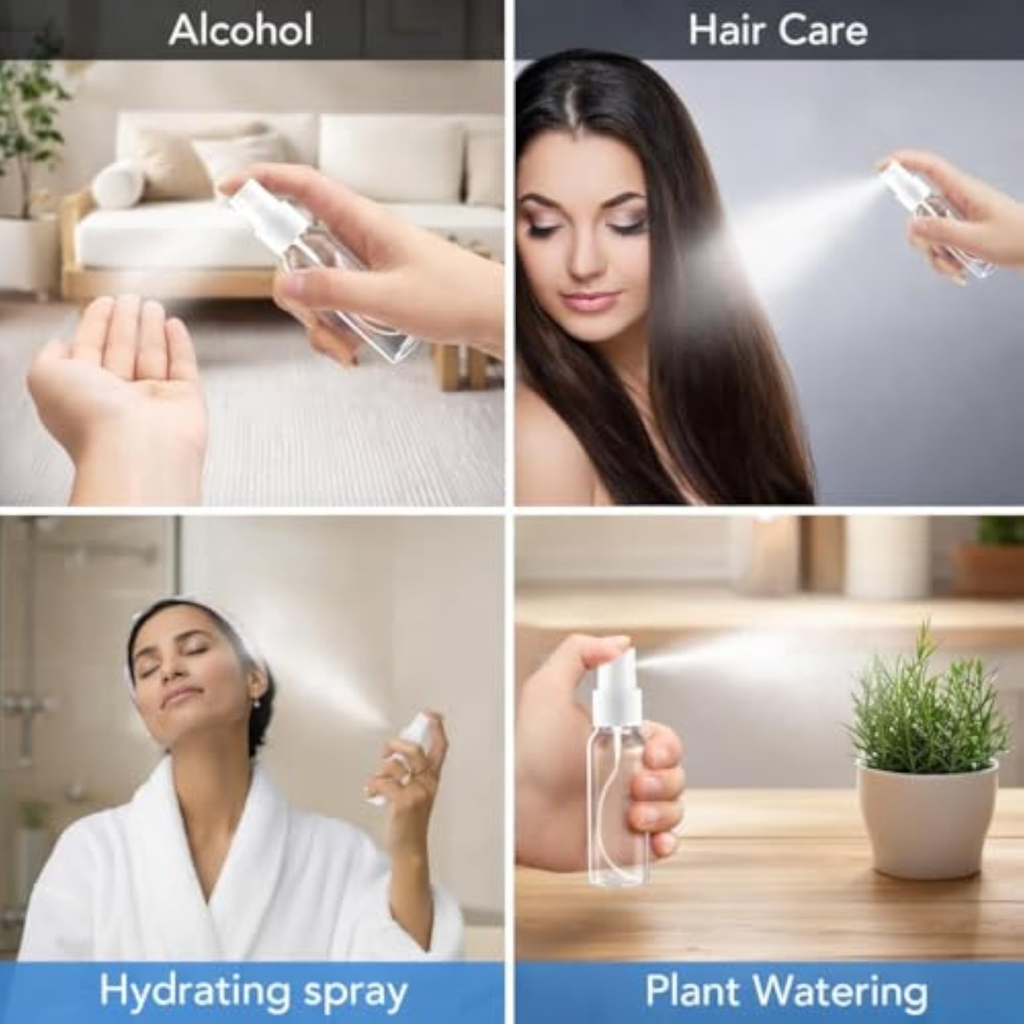 2 Pack Clear Plastic Spray Bottles, 100ml